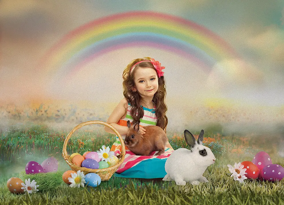 easter photo backdrop rainbow