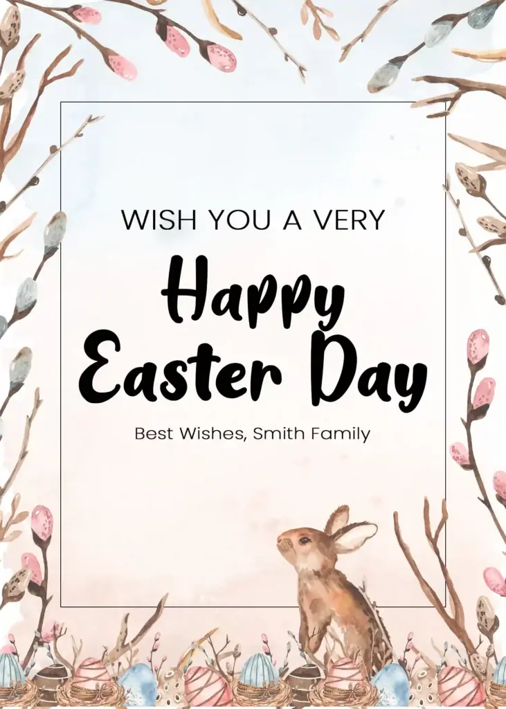 Pastel Wish Card, pastel Easter card template, Easter kids card PSD, minimal Easter card PSD