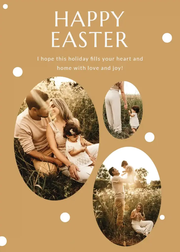 Beige card, Easter holiday card PSD, Easter card template free download, Easter photo collage PSD