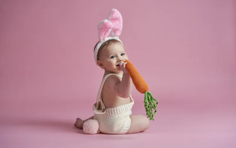 Kids Easter Photoshoot With Carrots