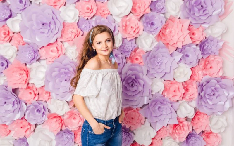 Layered tissue paper in an ombre color gradient, a budget-friendly DIY backdrop idea