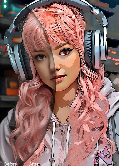 Girl with headphones