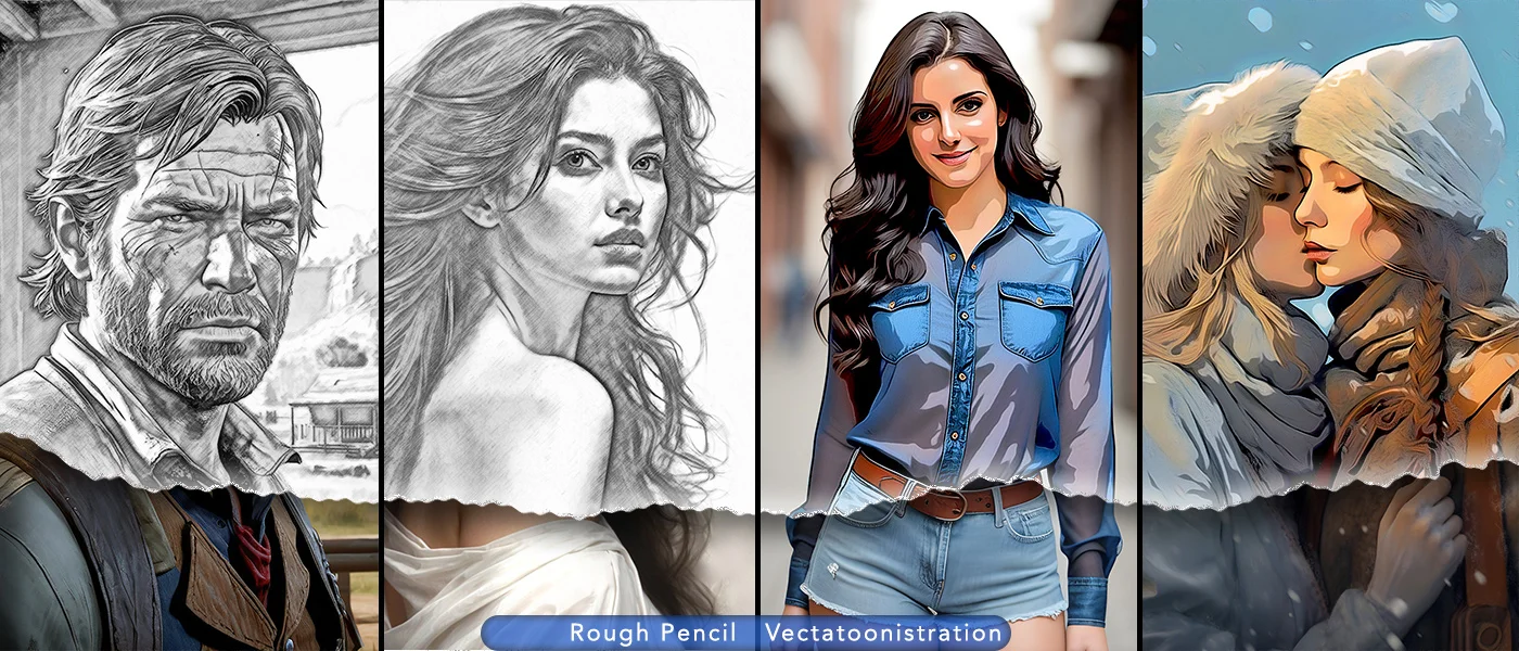 rough pencil and vectatoonistration