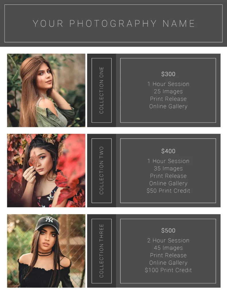 photo price list template
