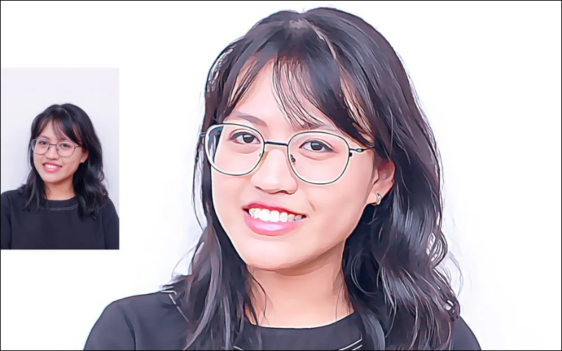 cartoon effect photoshop of a girl