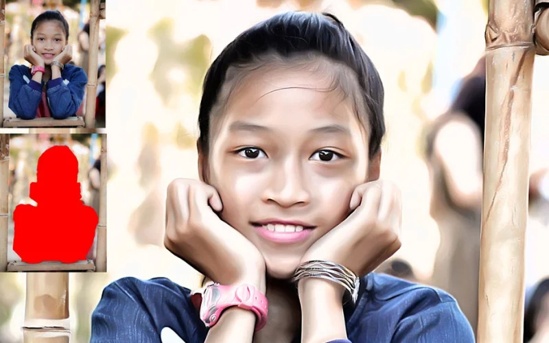 digital oil painting photoshop of a girl
