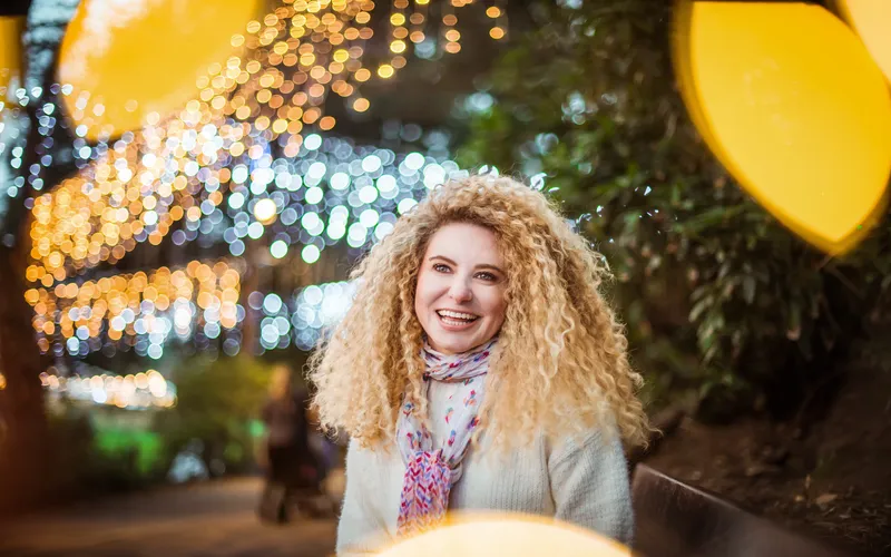 portrait of woman against a blurred background