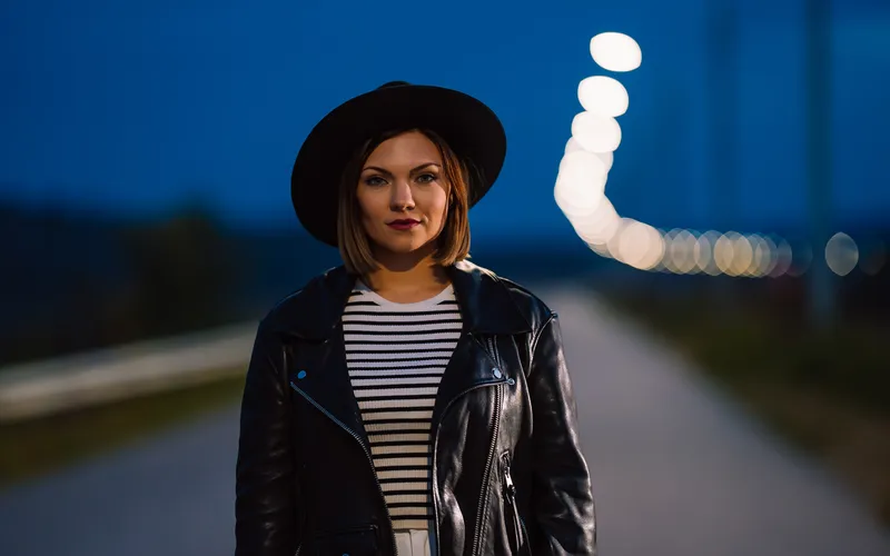 portrait photo of a woman on the street