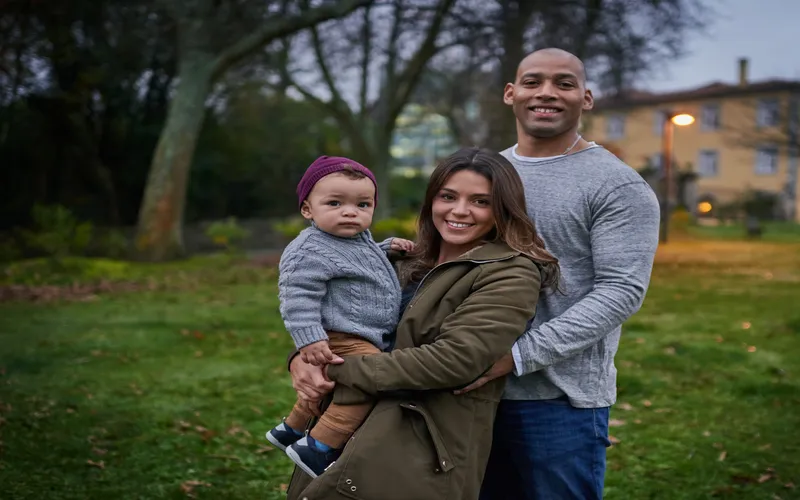 photo of a family at great location