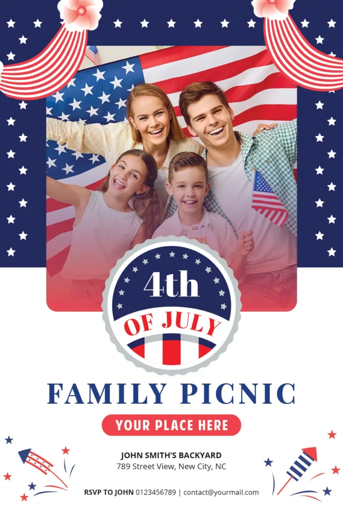 4th of july picnic flyer template