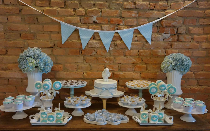 cake spread for baptism party