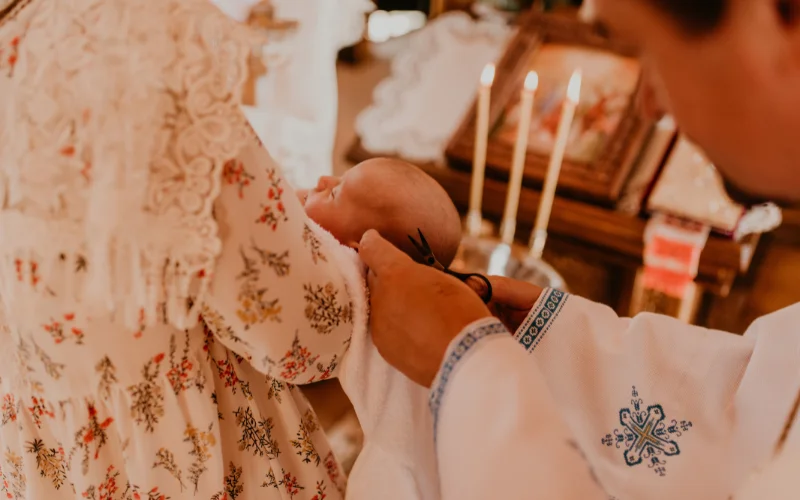 close up of baptism ceremony