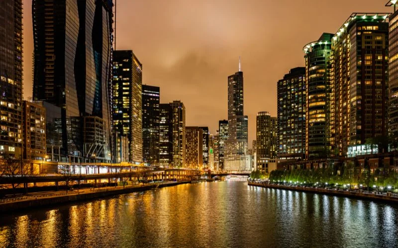 view of a city during night