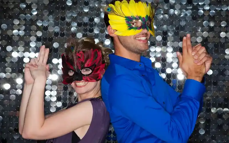 photo of father and daughter in a photo booth
