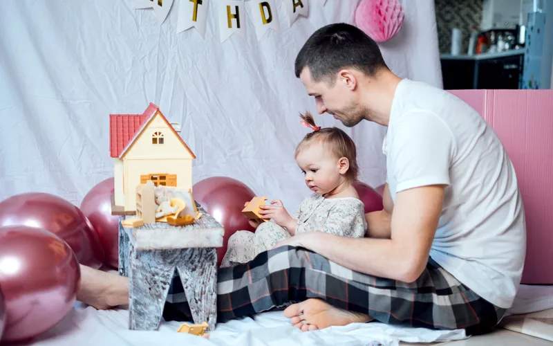 father and daughter doing activities