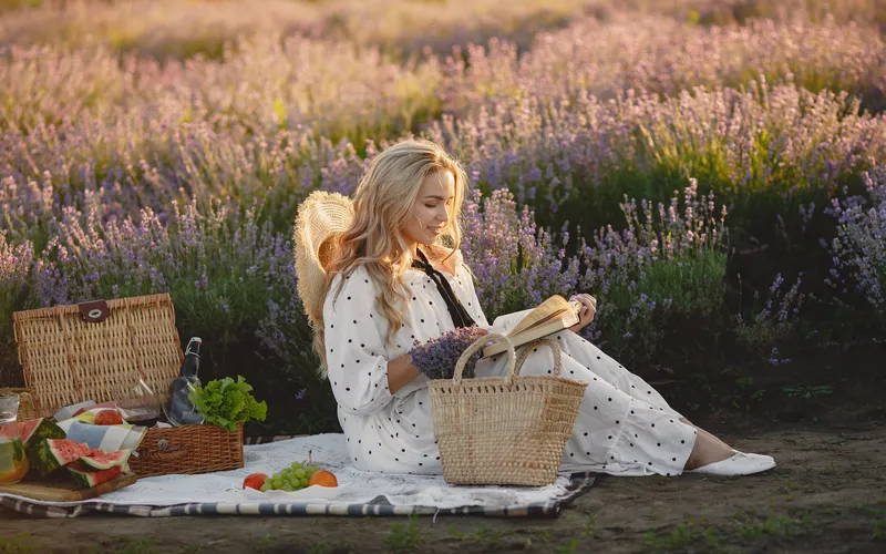 Picnic In A Flower Field