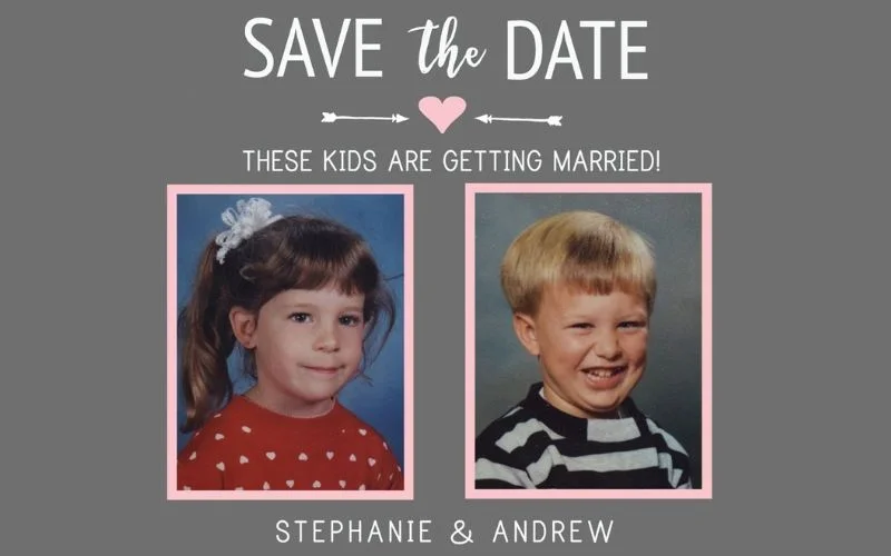 save the date photo ideas with throwback pictures