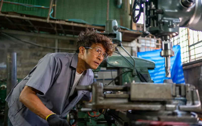 workers in action for Labor Day photoshoot