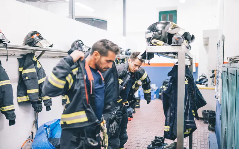 firefighters getting ready for a mission