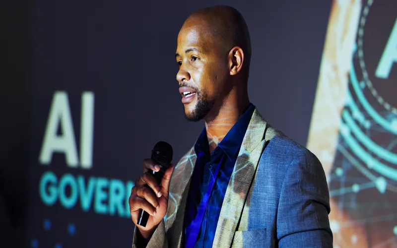 Man speaking at a business conference