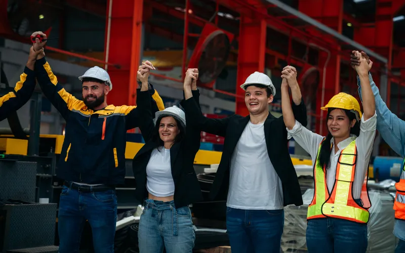 showcasing teamwork through group images of labour