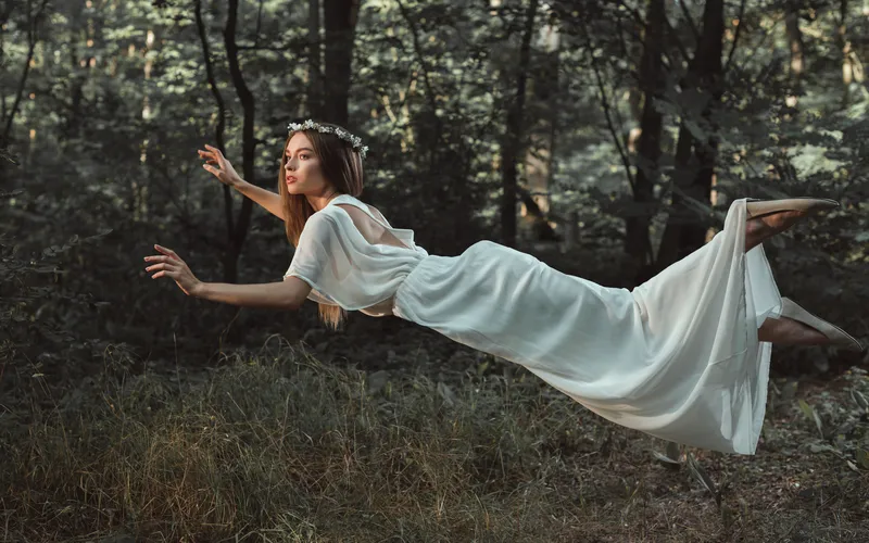 Fantasy Levitation Photography in forest