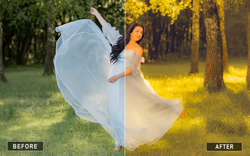 preview of effect of sunset presets for camera raw