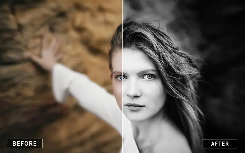 Black And White Portrait Presets For Lightroom, Preset Dark Moody, Vintage Black And White Presets Lightroom