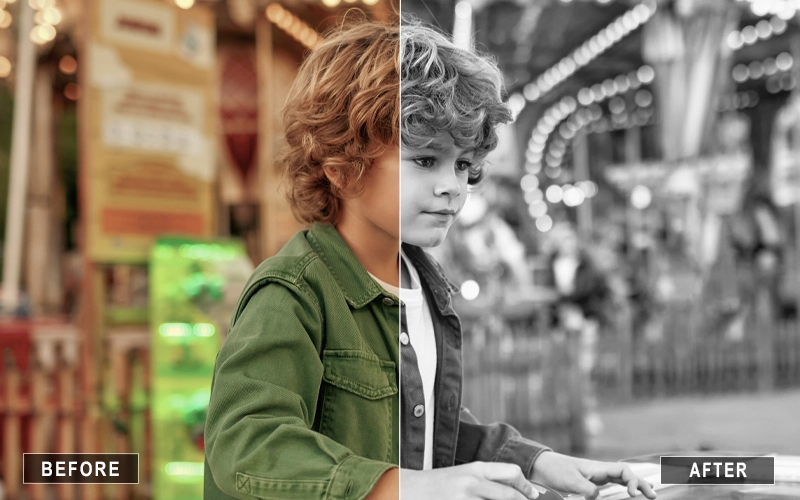 bright black and white ps actions, monochrome Photoshop actions, grayscale Photoshop actions