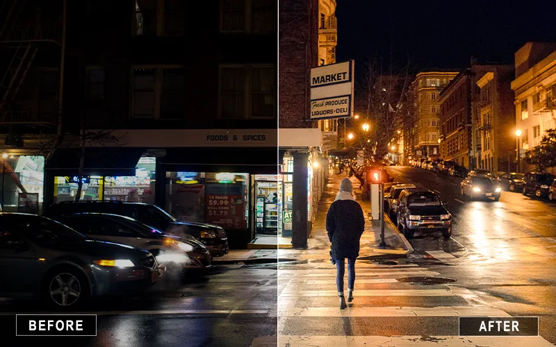 cinematic night preset, night portrait presets, night street photography presets