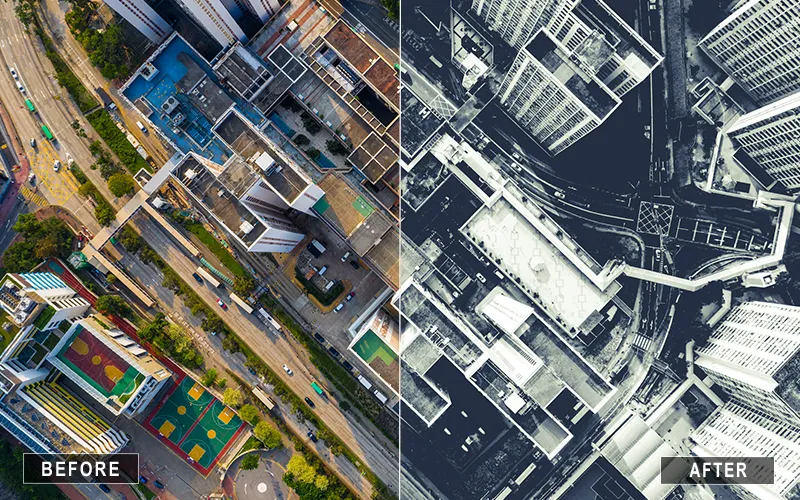 Monochrome Urban Affinity Presets, urban LUTS