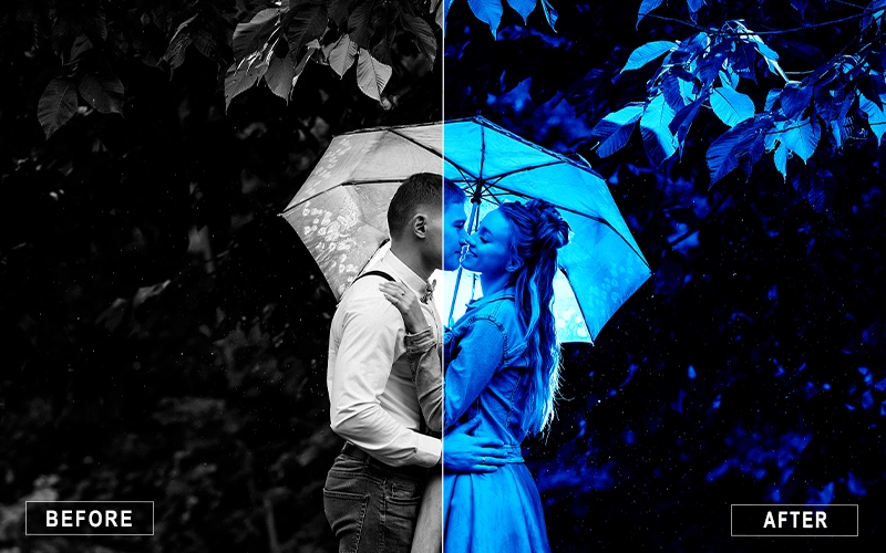 moody rain photoshop actions, Photoshop night rain, Photoshop urban rain, Photoshop street rain scene