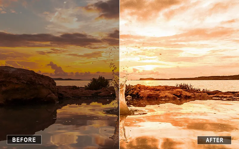 moody sunset mobile presets, olden presets Lightroom, aesthetic sunset presets