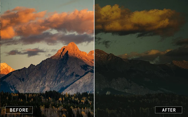 Mountain Sunset Presets, golden hour Lightroom presets, warm Lightroom presets
