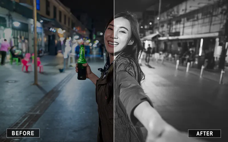 night black and white camera raw presets, rich night tones, night glow presets