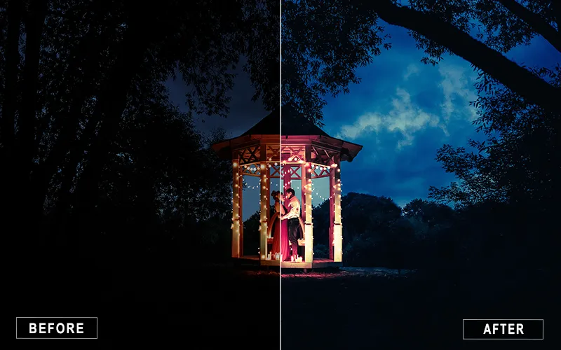 night wedding camera raw presets, neon night presets, night sky presets, astro photography presets