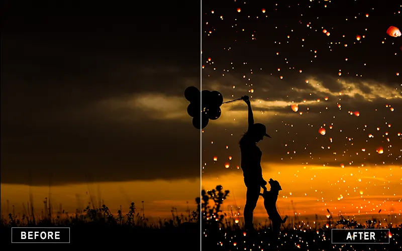 orange sky lantern overlays, sky lantern JPEG, magical sky overlays