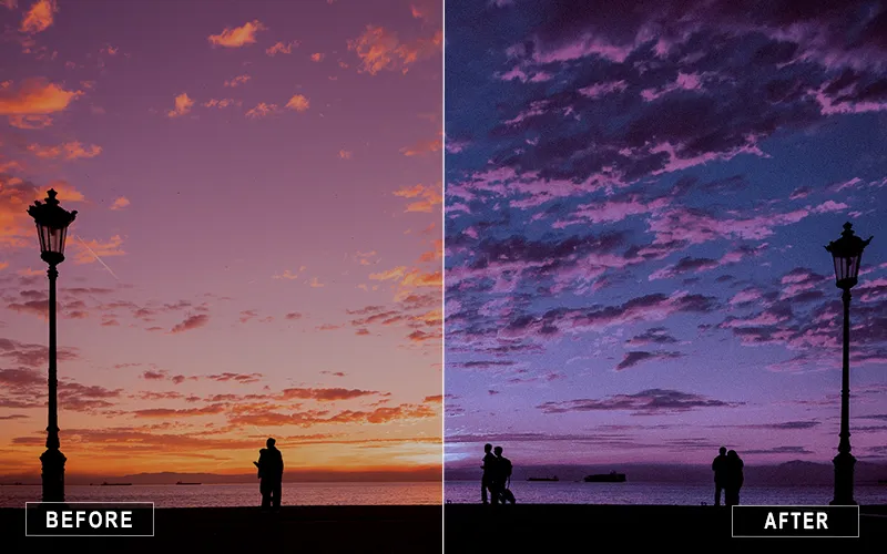 pastel sunset mobile presets, soft pink sunset preset, Lightroom tones for sunset, warm glow mobile preset