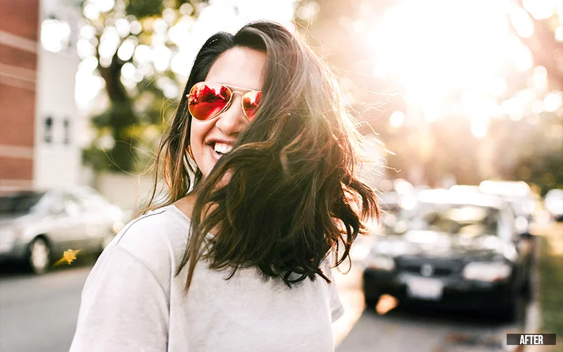 photo of a woman after editing with Bright and Airy Portrait Camera Raw Presets