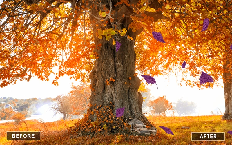 purple leaf overlays, moody leaf overlays, premium leaf overlays