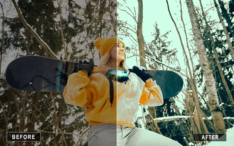 Snowboarding Lightroom Mobile Presets, lightroom presets for winter season, sportsmen presets