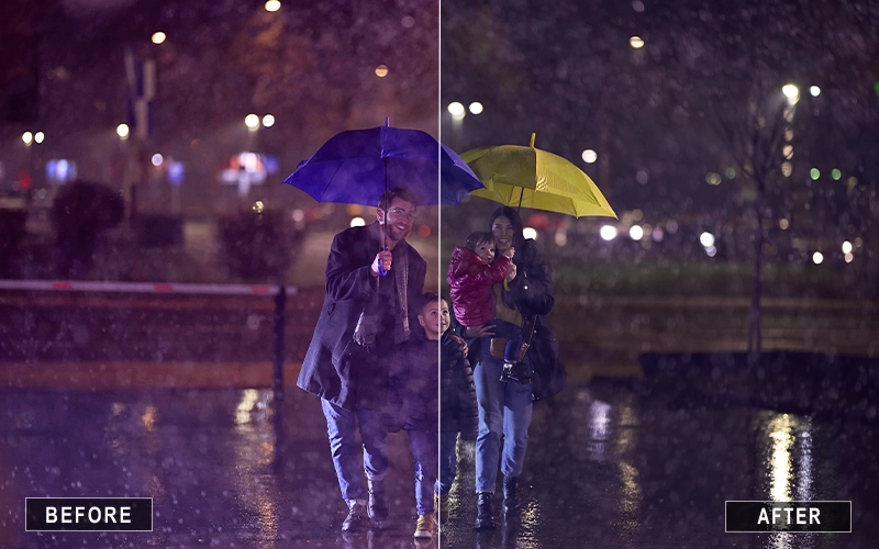 Soothing Rain Photoshop Actions, Calming rain effect photoshop actions