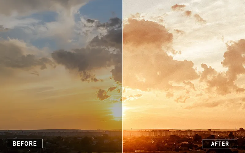 vibrant sunset mobile presets, golden hour presets, Lightroom mobile filters, sunset photo editing
