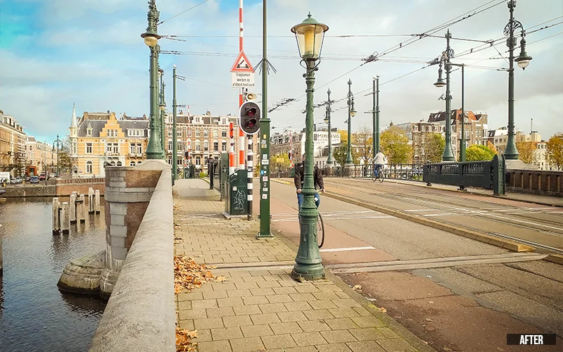 photo of a street after using Warm Camera Raw Vintage Presets