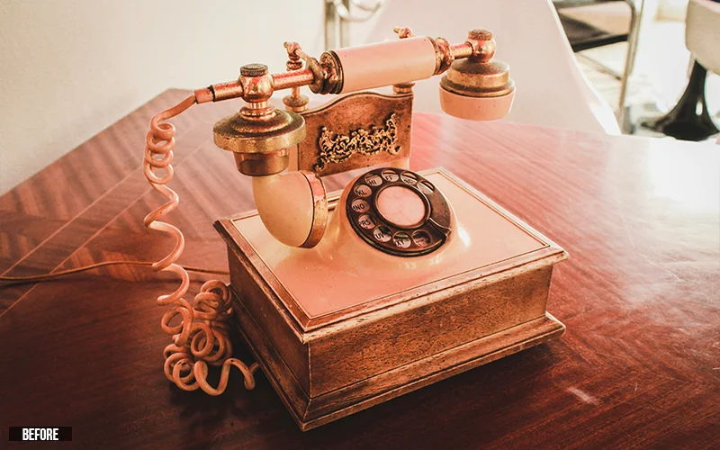 photo of an old telephone before effect