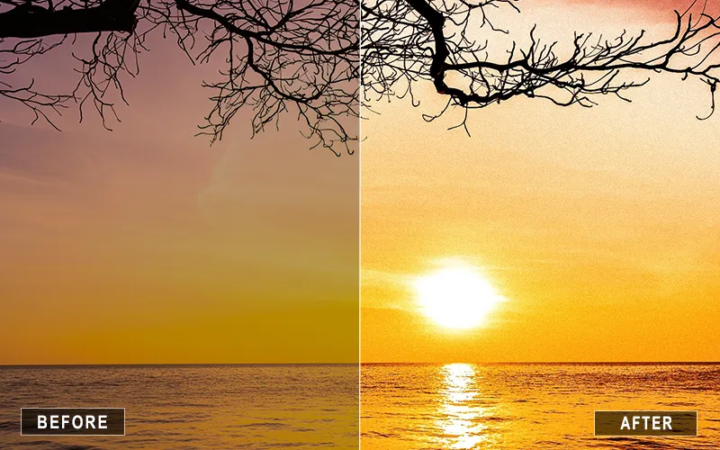 warm sunset mobile presets, warm tone presets, orange glow presets, moody sunset presets