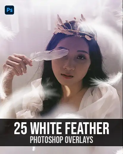 25 White Feather Overlays Bundle