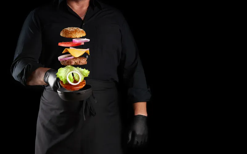 creative food photography - burger and its layers