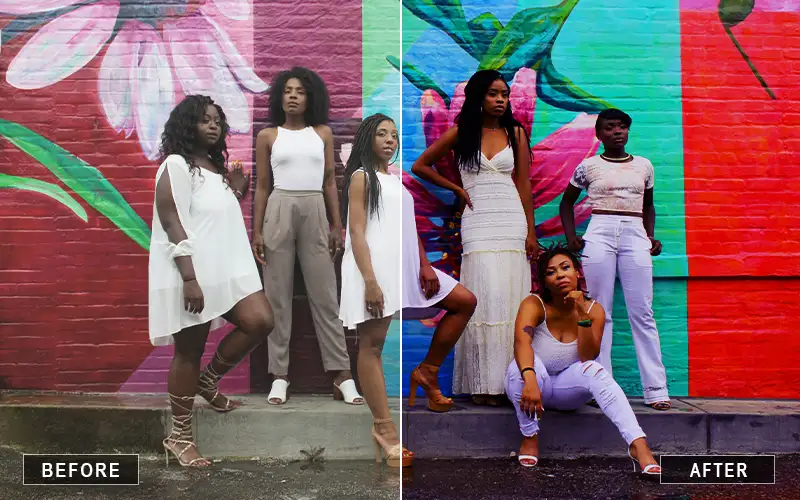preview of before after results with Elegant Luxury Lightroom Presets