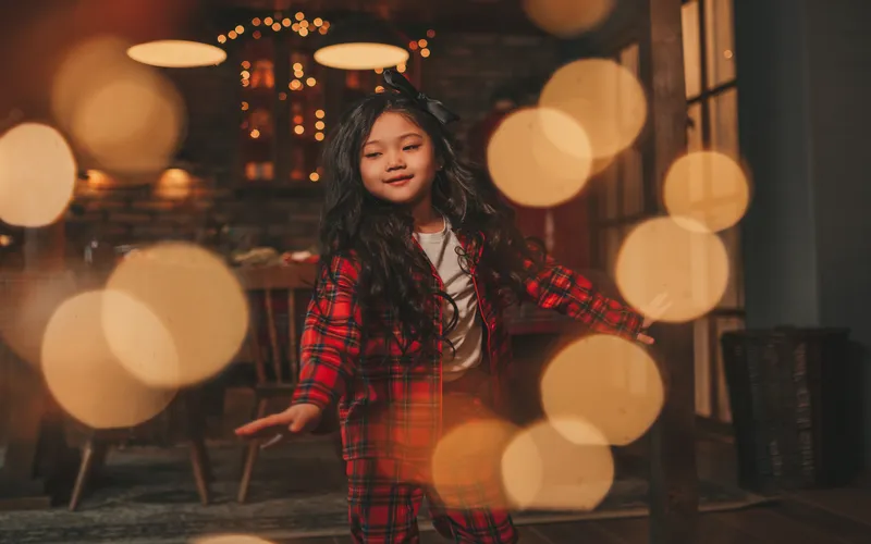 portrait of girl in bokeh effect